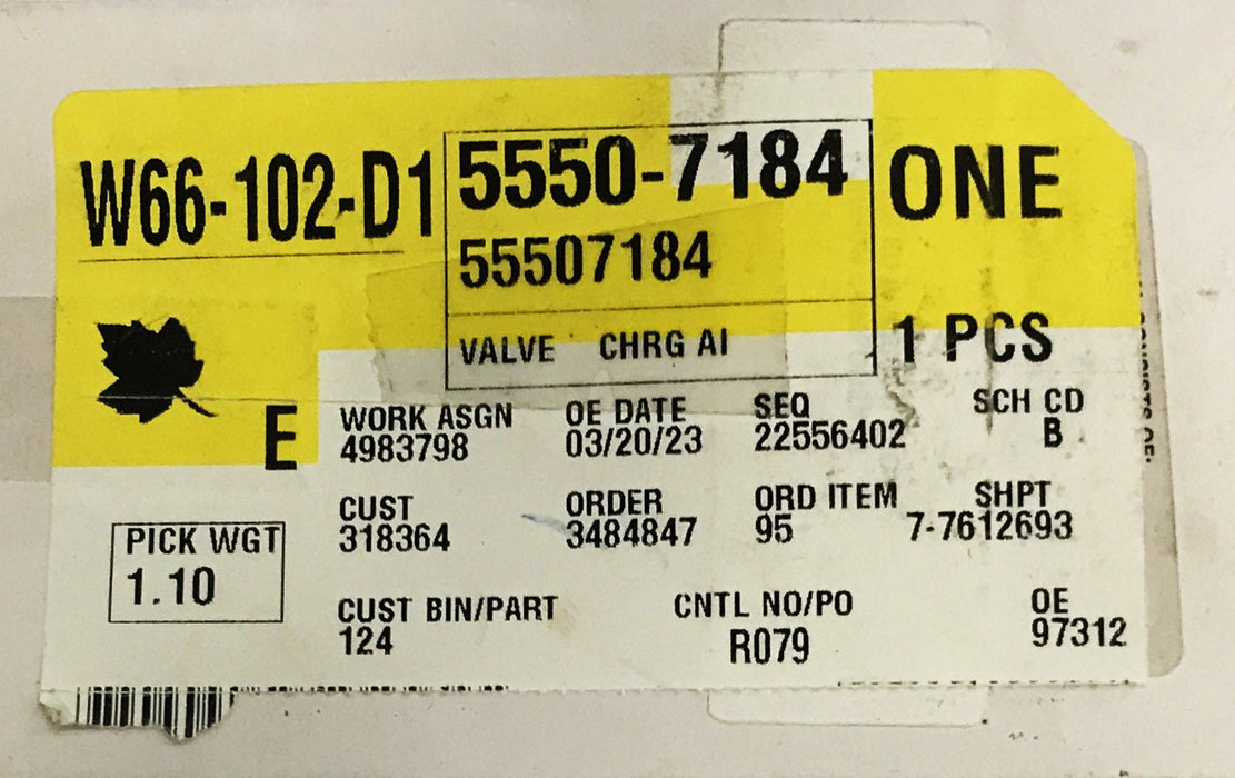 GM OEM Turbocharger Bypass Valve 55507184 NOS