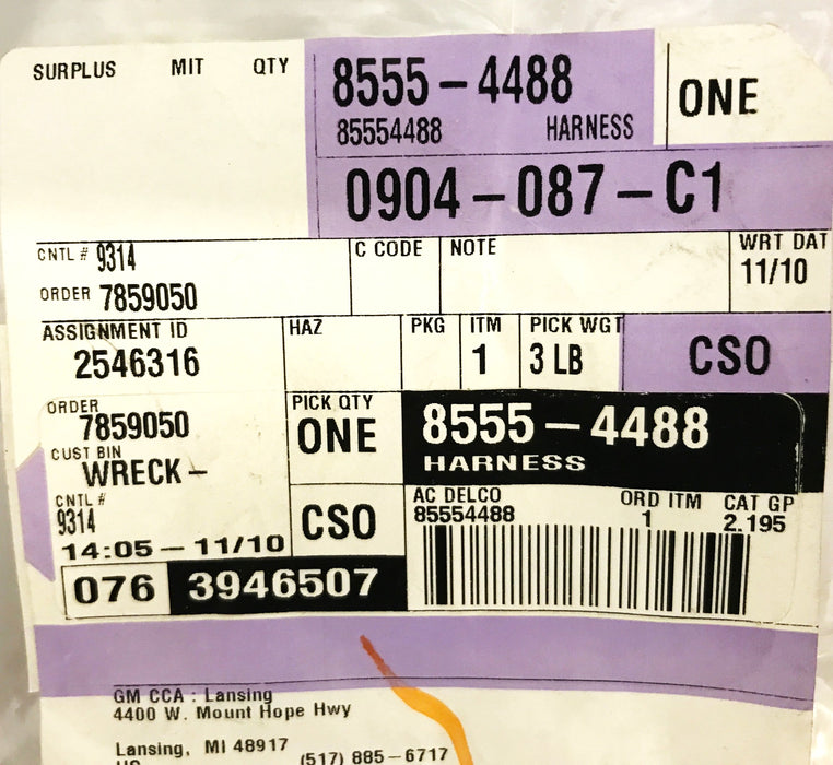 GM Alarm Sensor Wiring Harness 85554488 NOS