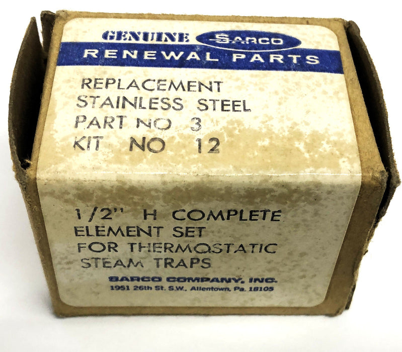 Sarco Kit # 12 1/2 Inch H Complete Element Set Part # 3 [Lot of 2] NOS