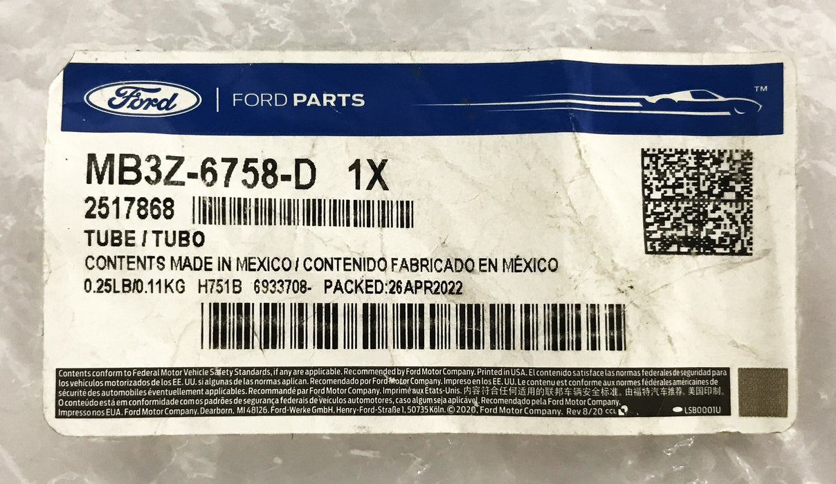 Ford PCV Valve Hose MB3Z-6758-D NOS