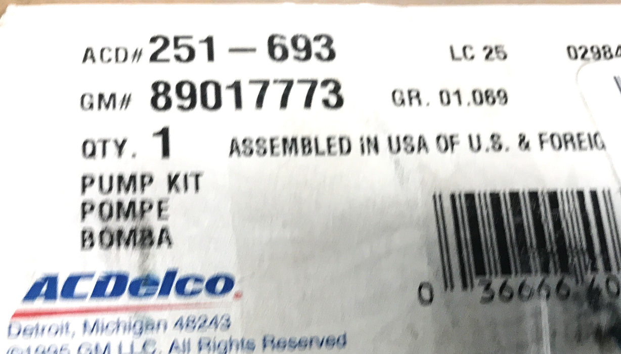 ACDelco Water Pump 251-693 (89017773) NOS