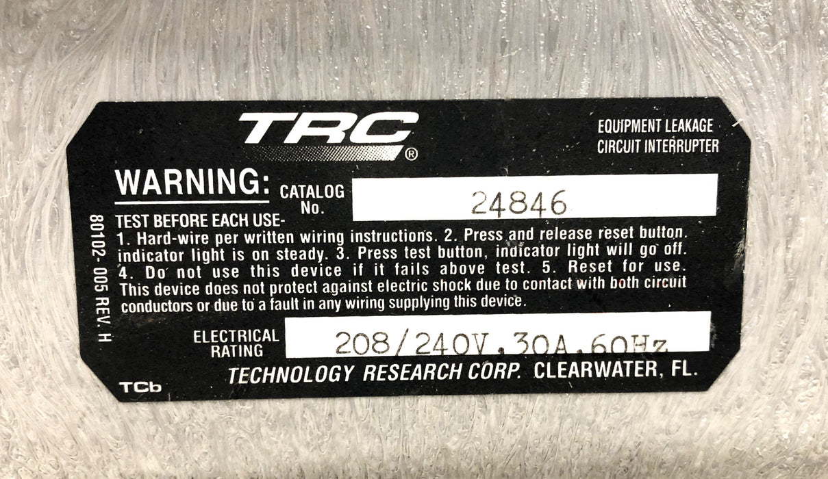 TRC 208/240V 30A 60Hz HD-Pro Trip Level Selector 24846 USED
