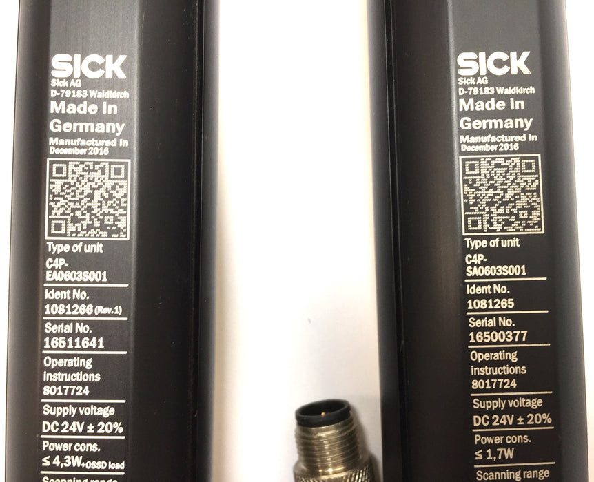 SICK Safety Light Curtain Sender and Receiver C4P-SA0603S001/C4P-EA0603S001 USED