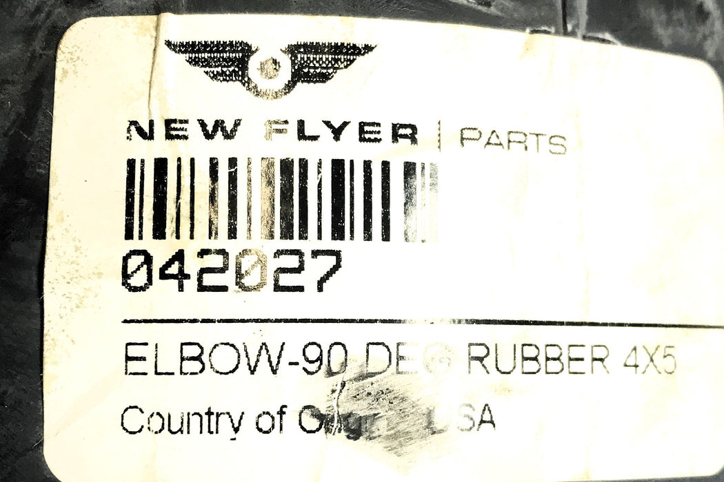 New Flyer 4" x 5" I.D 90 Degree Rubber Elbow 042027 (RL-5490) NOS