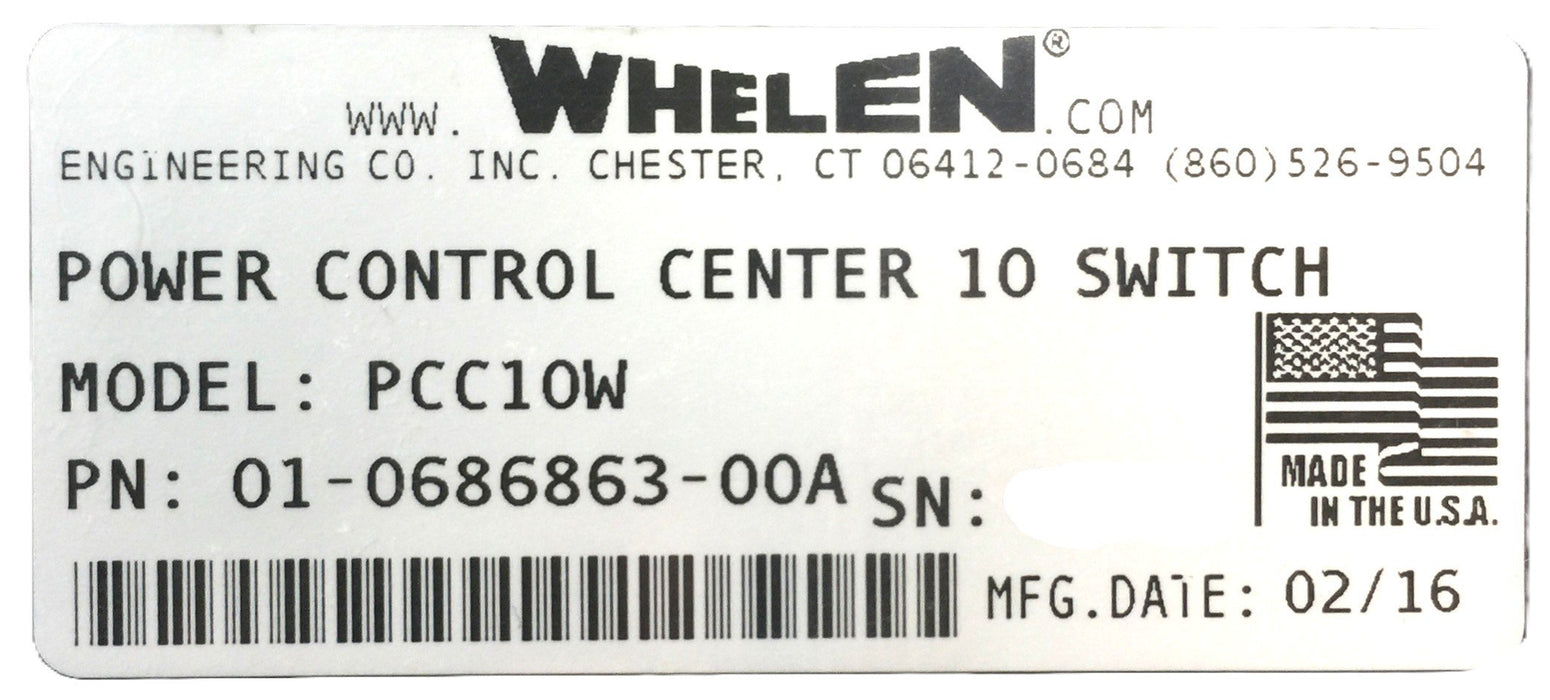 Whelen PCC10W 10-Switch Power Control 01-0686863-00A NOS - GTS SPECIAL