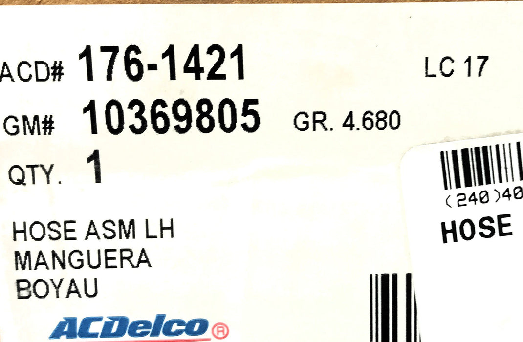 ACDelco Hydraulic Brake Hose 176-1421 (10369805) NOS