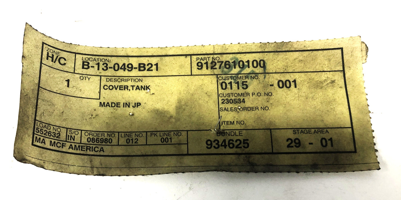 CAT Tank Cover 9127610100 NOS
