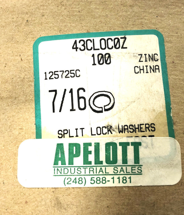 Apelott 7/16 Split Lock Washer 43CLOC0Z [Lot of 75] NOS