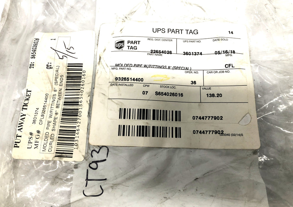 CAT Lift Trucks 8 Inch Molded Pipe With Fittings 9326514400 NOS