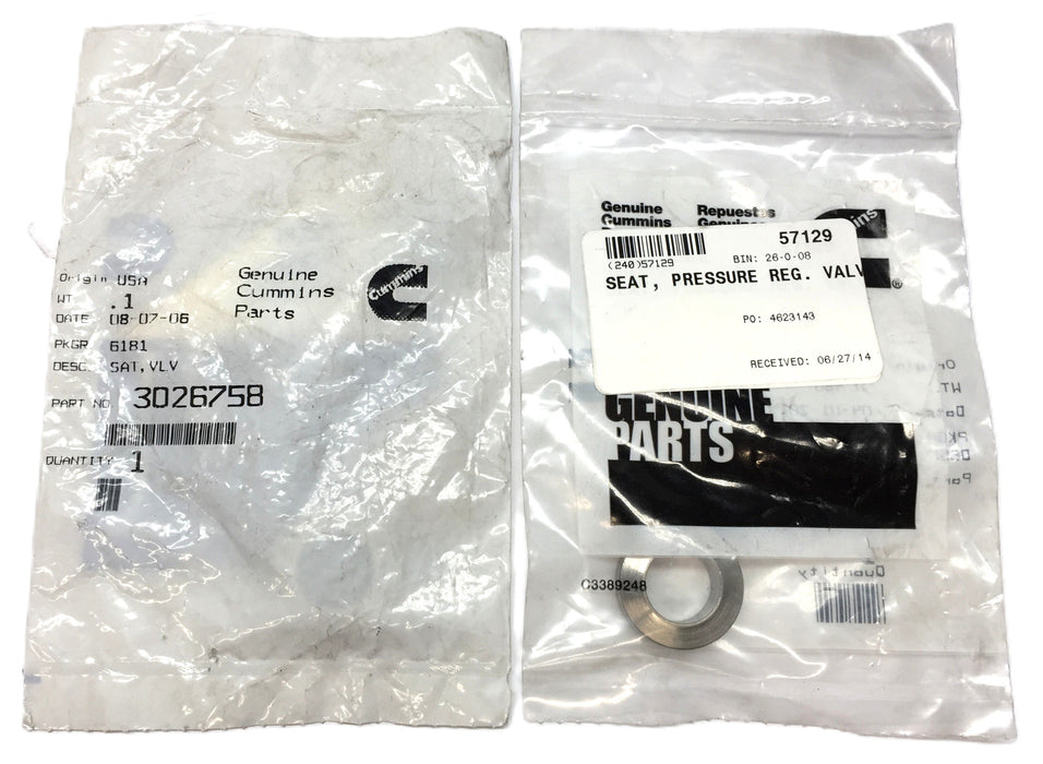 Cummins Pressure Regulator Valve Seat 3026758 [Lot of 2] NOS