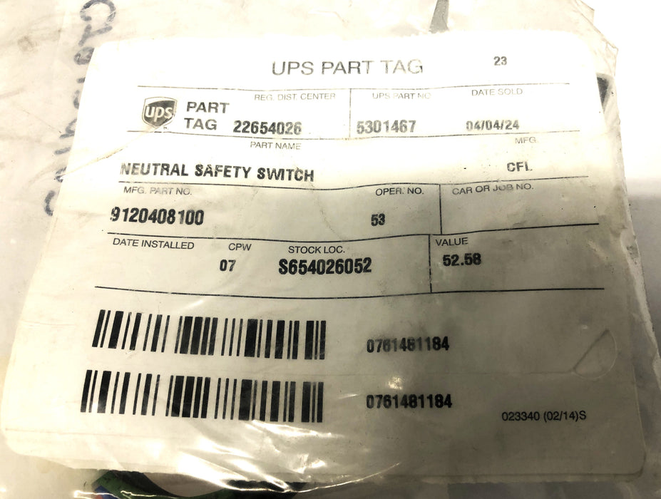 Unbranded Neutral Safety Switch For CAT/Mitsubishi 9120408100 NOS
