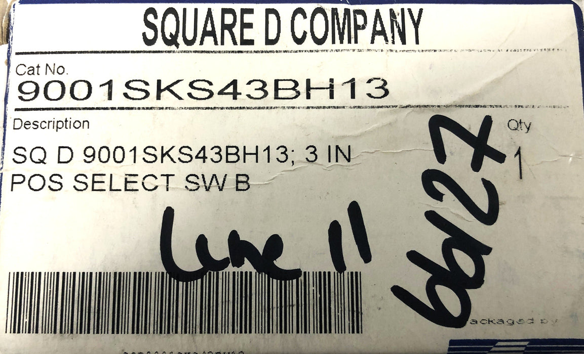 Square D 3 IN POS Select Switch SWB 9001SKS43BH13 NOS