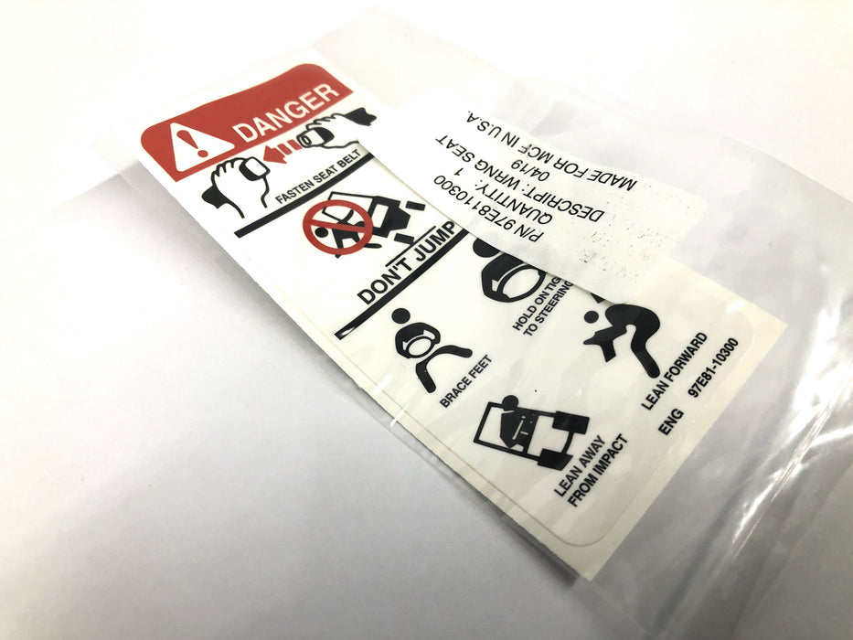 Unbranded Warning Decal For MCF 97E8110300 NOS