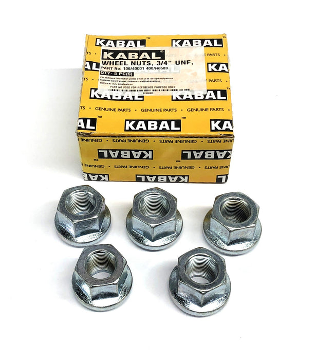 Kabal Set Of 5 3/4 Inch UNF Wheel Nuts106/40001 400/N6589 NOS