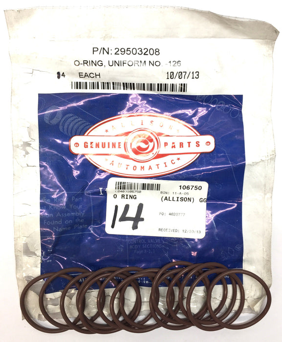 Allison Automatic Viton UDN-126 O-Ring 29503208 [Lot of 14] NOS