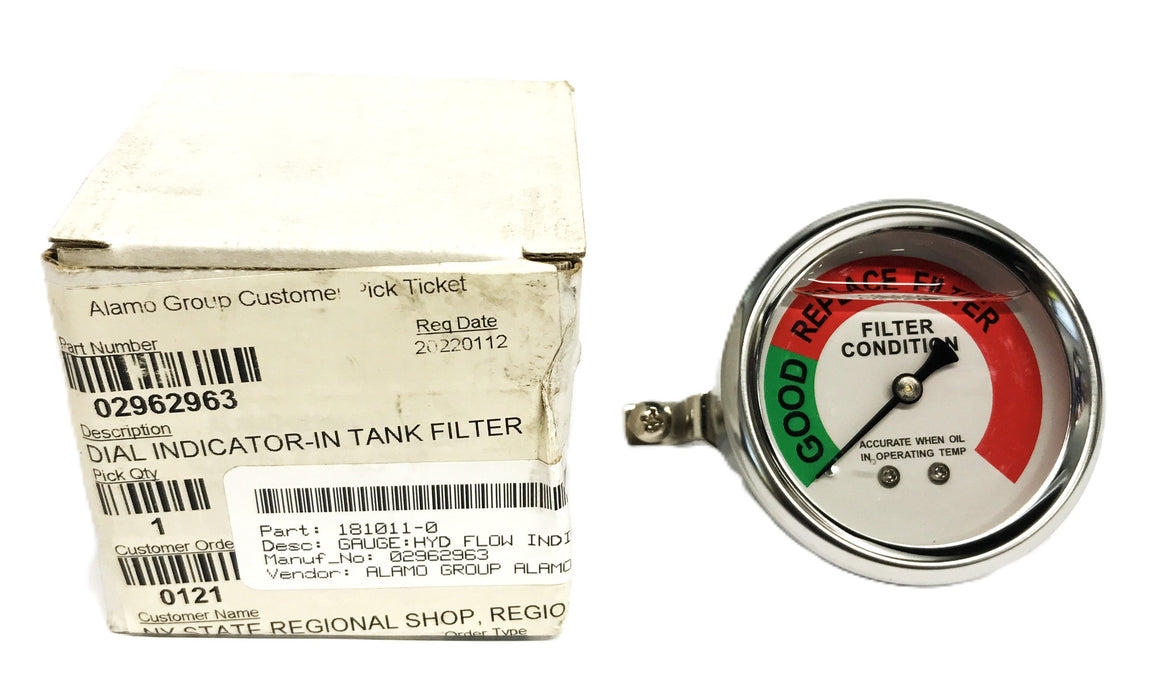 Alamo In-Tank Filter Dial Indicator Gauge 02962963 NOS