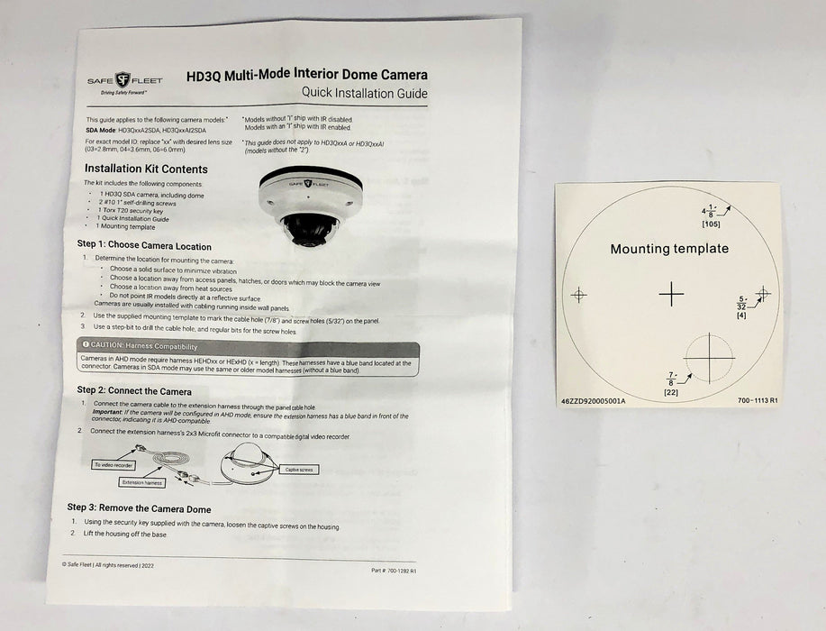 Safe Fleet Multi Mode Interior Dome Camera HD3Q NOS - GTS SPECIAL