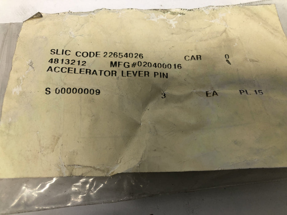 Unbranded Accelerator Lever Pin 02040-0016 [Lot of 3] NOS