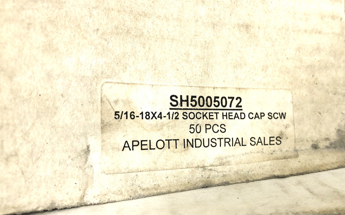 Apelott Socket Head Bolt 5/16-18x4-1/2 [Lot of 15] NOS