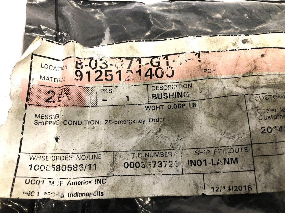 CAT Lift Trucks Bushing 9125121400 [Lot of 2] NOS