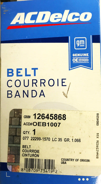 ACDelco GM Ribbed Serpentine V-Belt 12645868 NOS