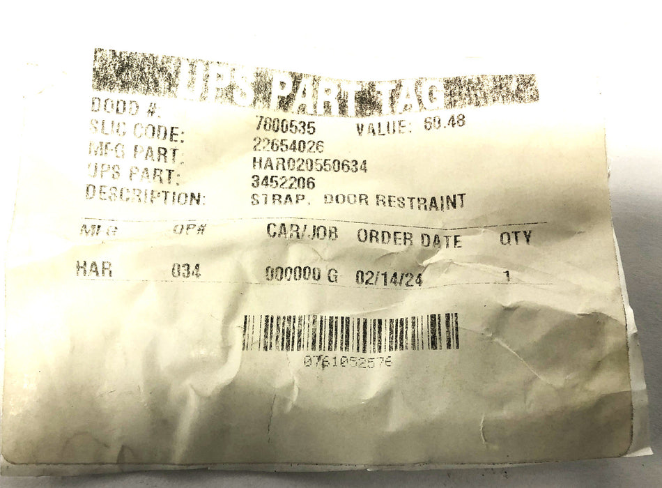 Harlan Forklift Door Restraint Strap 02055-0634 NOS