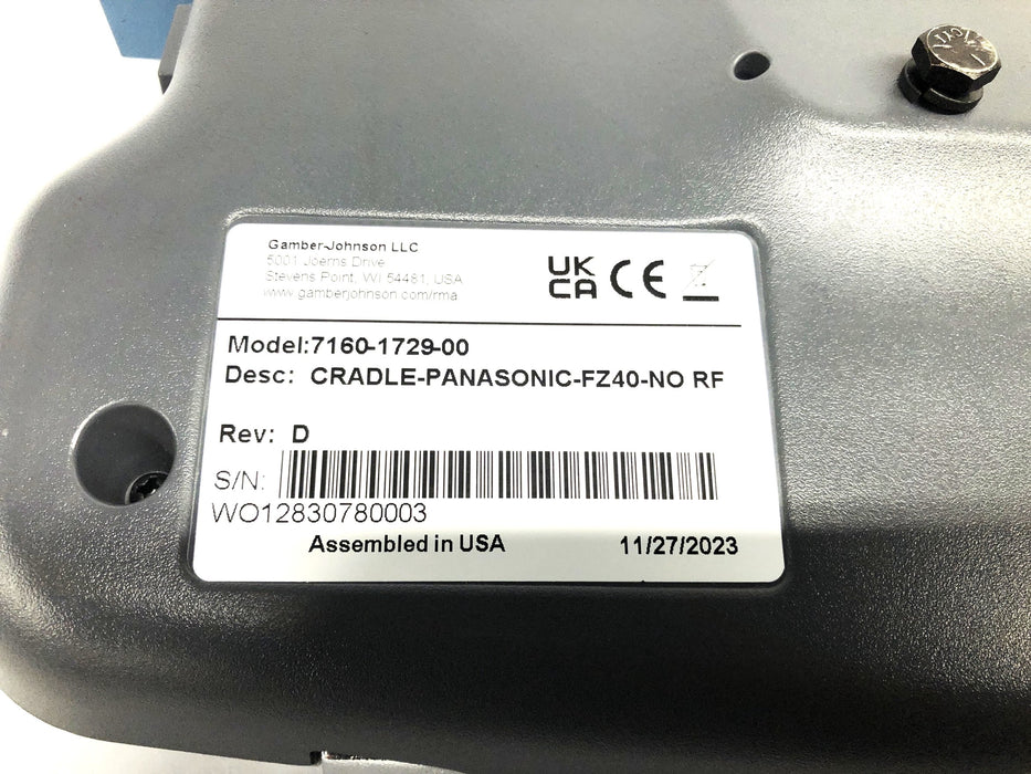 Gamber-Johnson FZ40-NO RF Panasonic Cradle Toughbook 7160-1729-00 USED