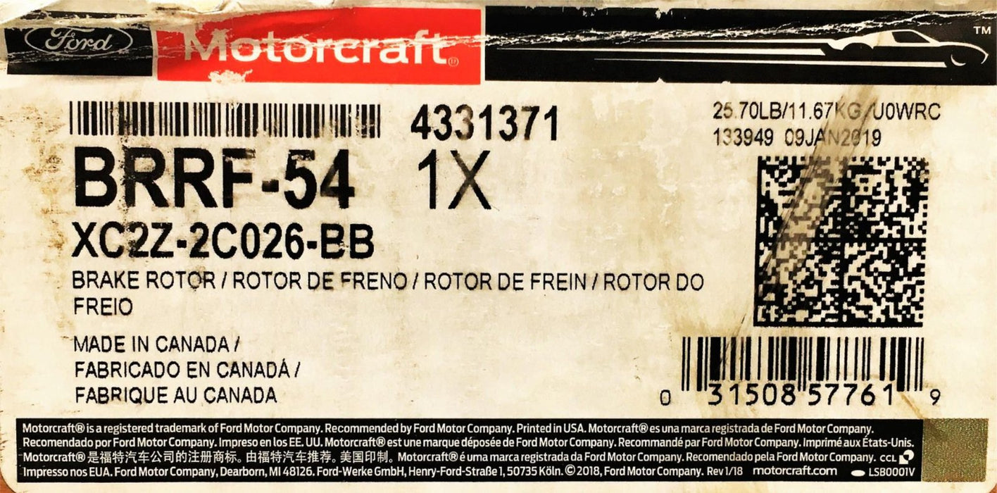 Motorcraft Brake Rotor BRRF-54 NOS