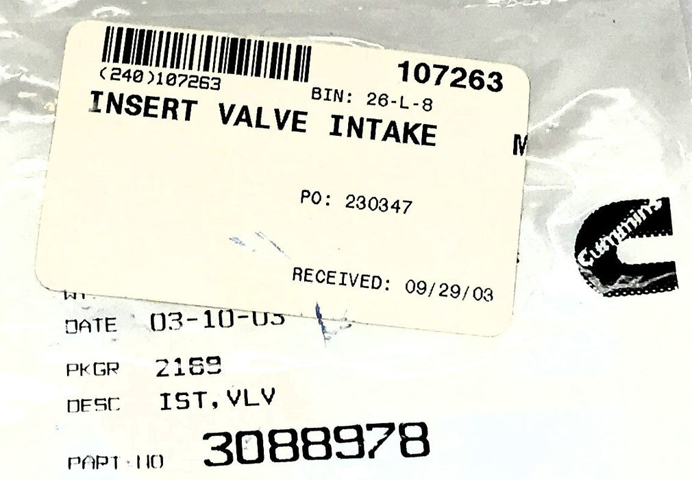 Cummins Intake Valve Seat Insert 3088978 [Lot of 11] NOS