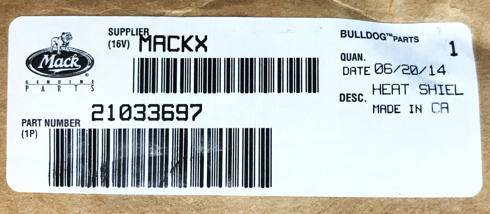 Mack Radiator Heat Shield 21033697 NOS