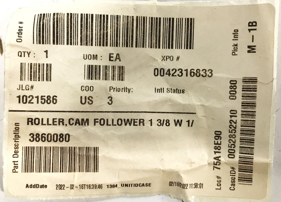 JLG Cam Follow Roller 3860080 NOS