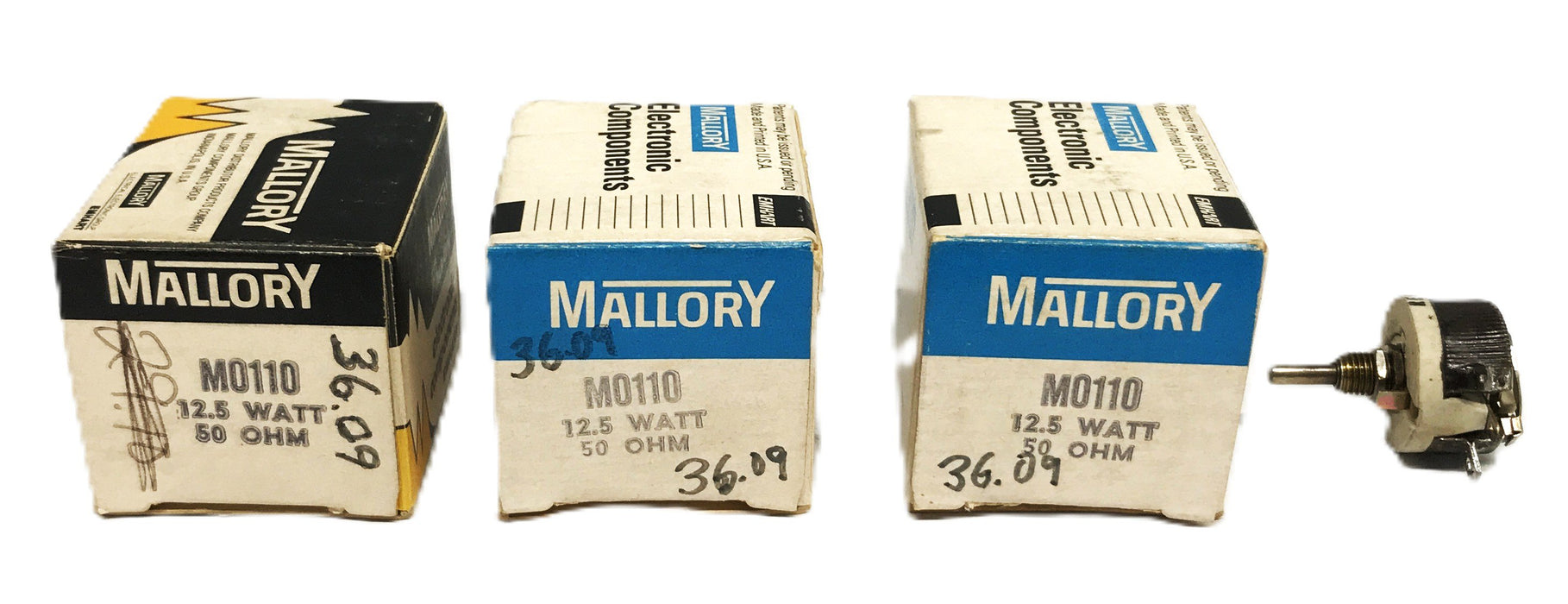 Emhart Mallory Rheostat Variable Rotary Resistor RES-50R [Lot of 3] NOS