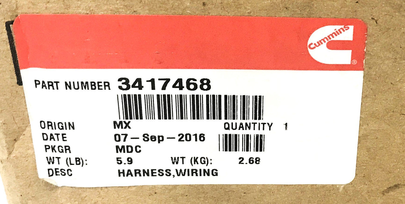 Cummins Wiring Harness 3417468 NOS