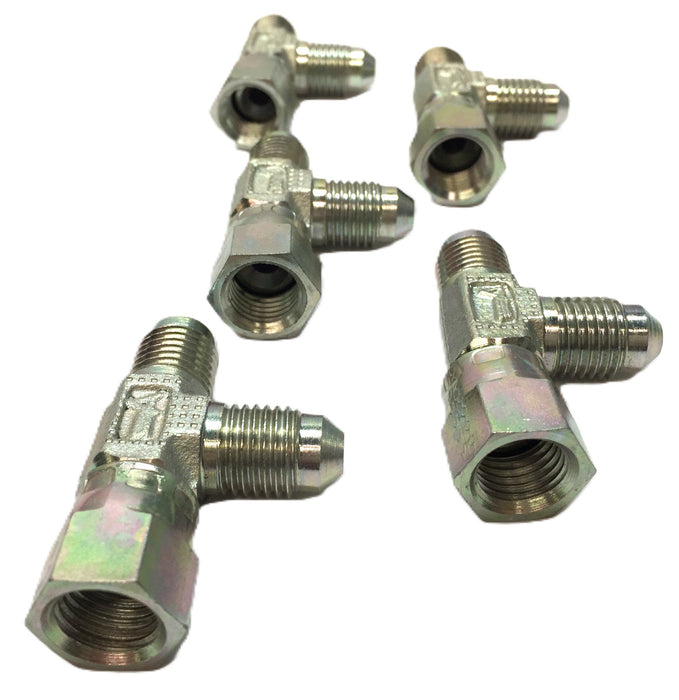 Aeroquip Hydraulic Fitting 1/4" JIC Swivel Run Tee 7/16-20 203102-4-4S [Lot of 5] NOS