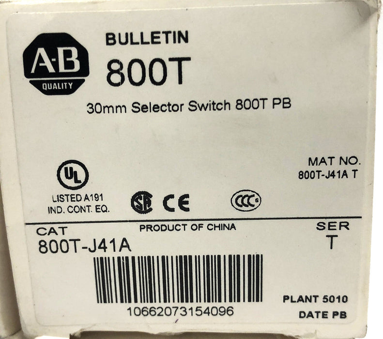 Allen-Bradley Series T 800T PB 30mm Selector Switch 800T-J41A NOS