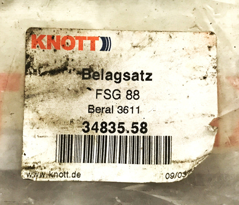 Knott Parking Brake Lining Set for Trailers 34835.58 NOS