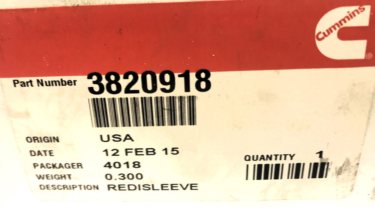 Cummins Front Crankshaft Wear Sleeve 3820918 NOS