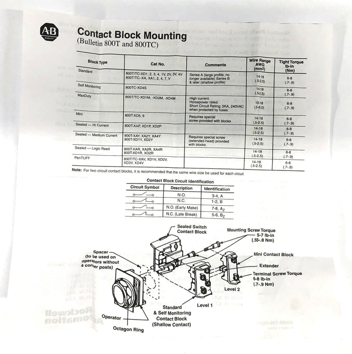 Allen-Bradley Low Voltage Contact Pentafurcated Block 800T-XAV [Lot of 2] NOS