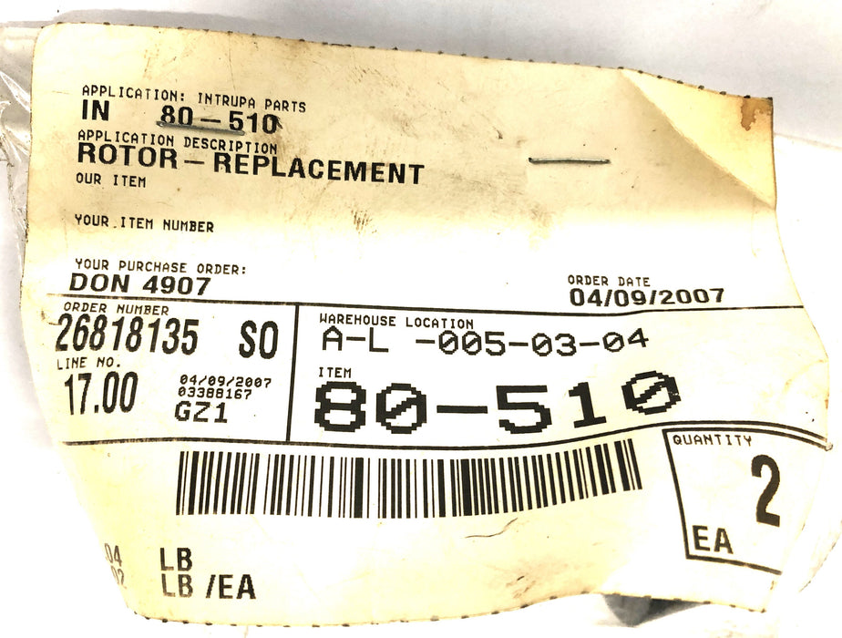 Intrupa Rotor For Forklift 80-510 NOS