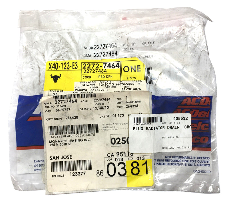 ACDelco Radiator Drain Plug 22727464 NOS