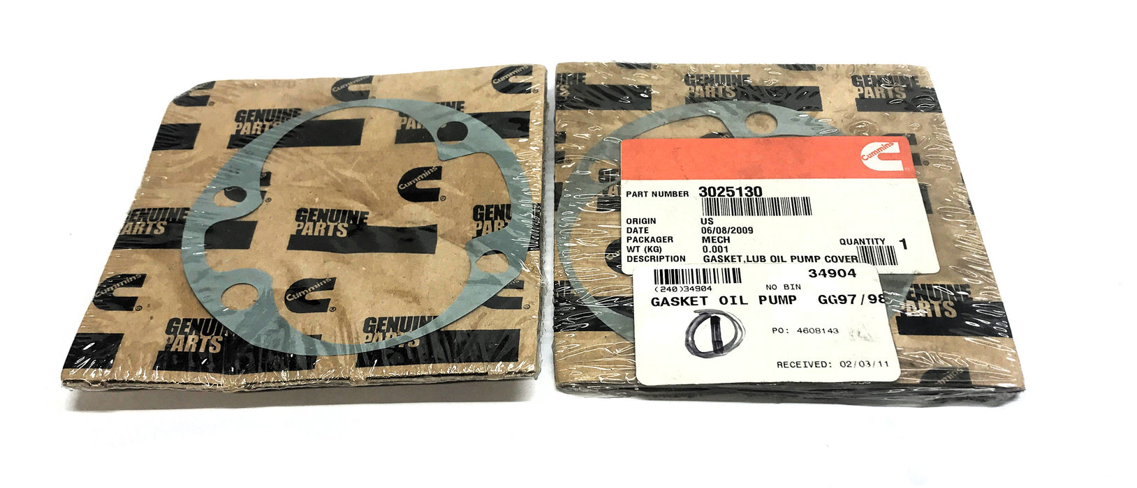 Cummins Lubricating Oil Pump Gasket Cover 3025130 [Lot of 2] NOS