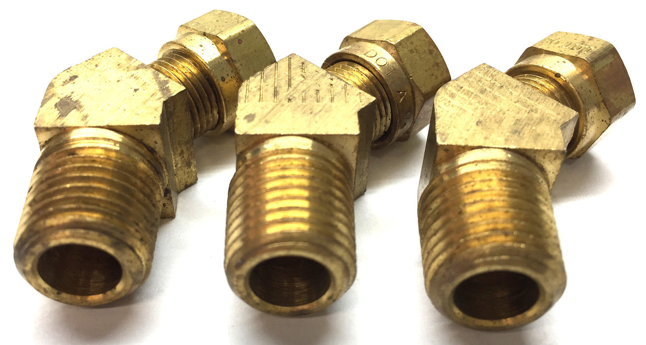 Parker 1/4"OD x 1/8" Pipe Thread 45-Degree Brass Male Elbow 1480x4 [Lot of 3] NOS