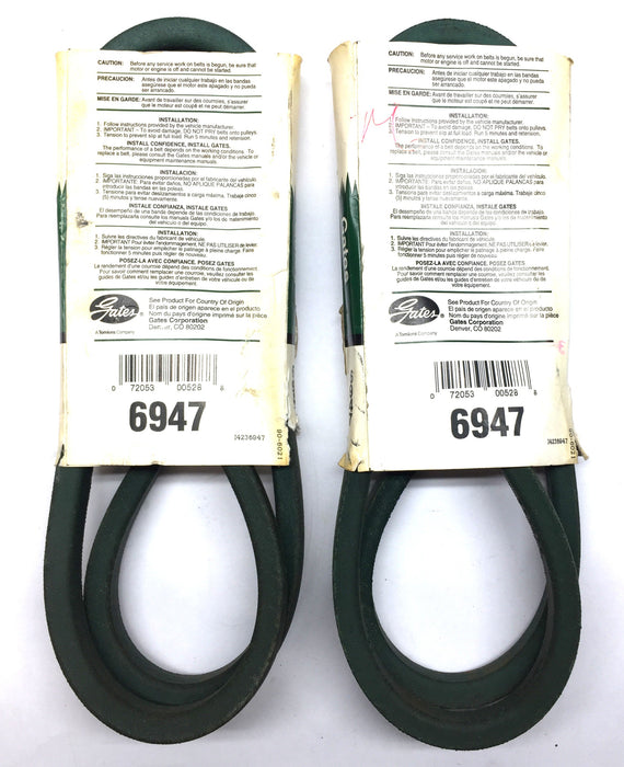 Gates PowerRated 21/32" x 47" V-Belt 6947 [Lot of 2] NOS