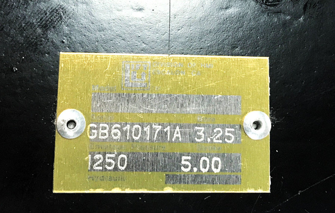 Lift-U 3.25" Bore 5" Stroke 1250 PSI Hydraulic Cylinder GB610171A NOS