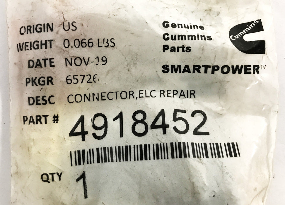 Cummins Electrical Repair Connector 4918452 NOS