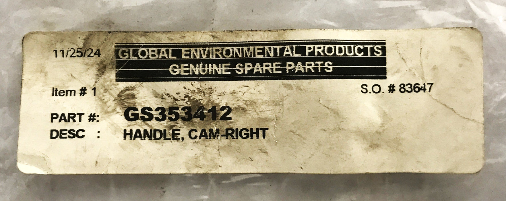 Global Polished Brass 2-Hole Right Cam Handle CS353412 NOS