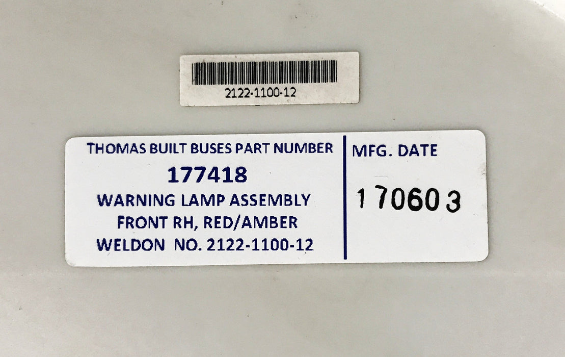 Thomas Built Right Front Warning Light Assembly TBB177418 NOS
