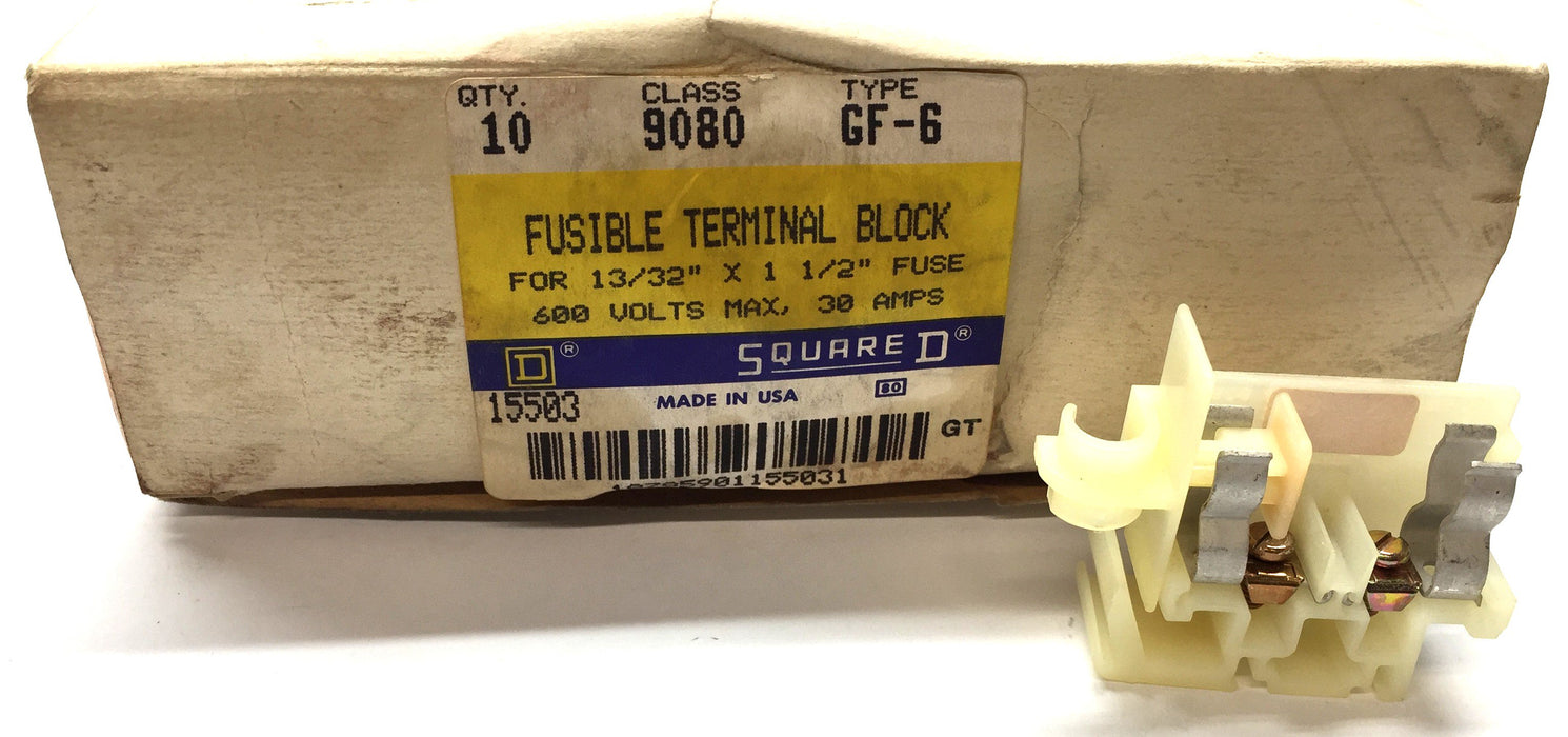 Square D Fusible Terminal Block 600V/30AMP 9080GF6 [Lot of 10] NOS