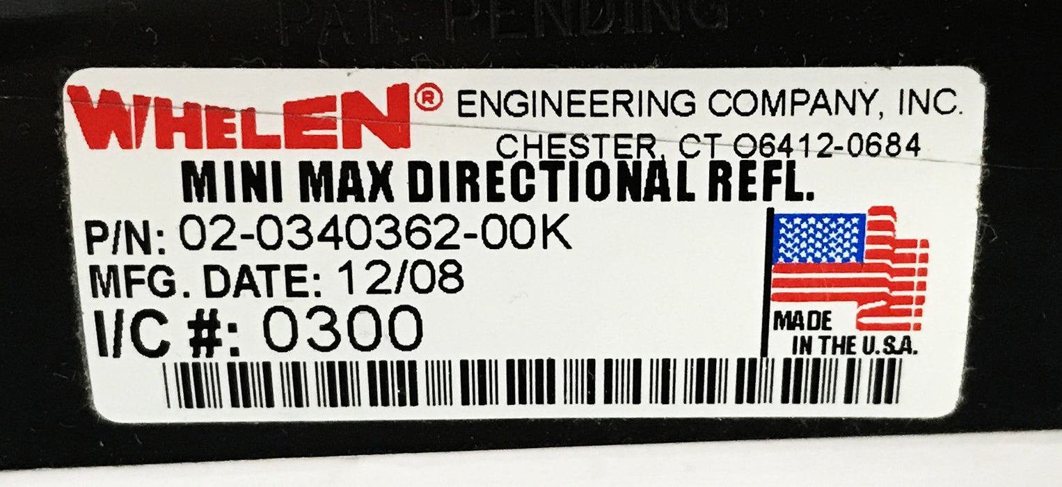 Whelen Directional Strobe with Reflector 02-0340362-00K NOS - GTS SPECIAL