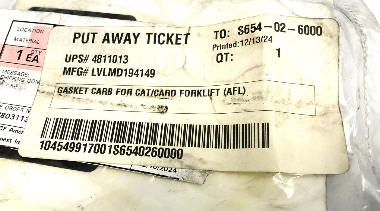 Unbranded Gasket For CAT Forklift MD194149 NOS